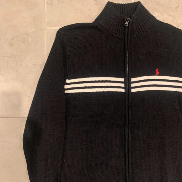 Vintage Y2k Polo Ralph Lauren Striped Zip Up Sweatshirt - Picture 2 of 4